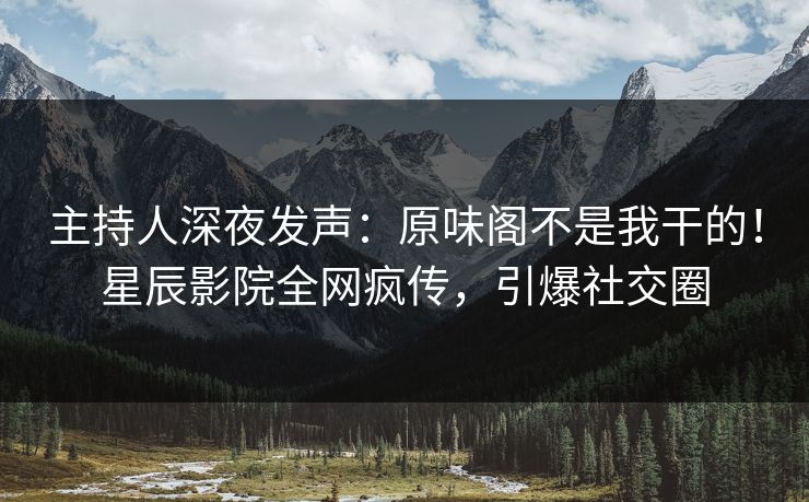 主持人深夜发声：原味阁不是我干的！星辰影院全网疯传，引爆社交圈