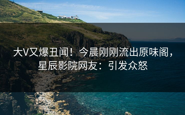 大V又爆丑闻！今晨刚刚流出原味阁，星辰影院网友：引发众怒